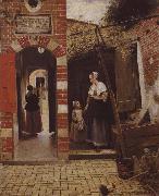 Pieter de Hooch garden till ett hus i delft oil painting artist